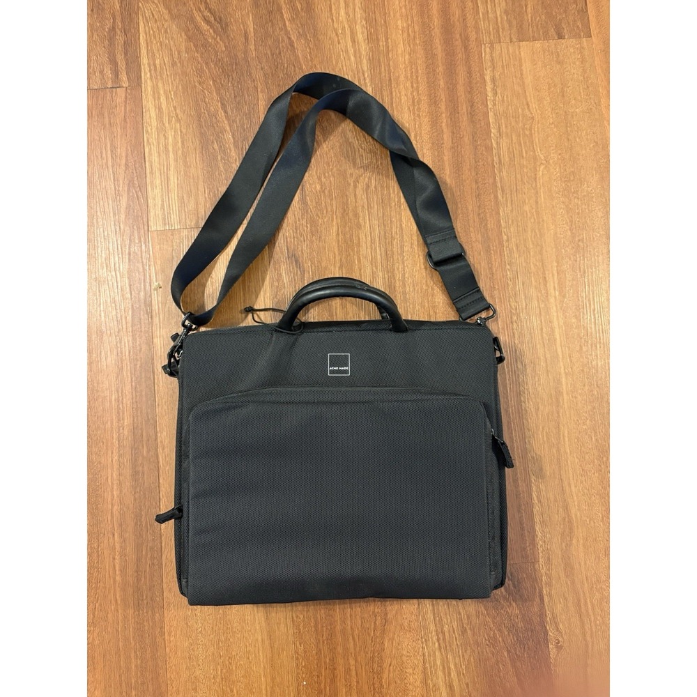 Acme Made Black Laptop Messenger Bag Padded Briefcase with Organizer Pocket